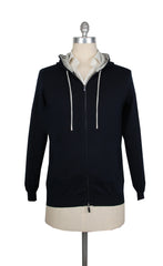 Svevo Parma Midnight Navy Blue Cotton Hooded Sweater - M/50 - (SV810235)