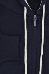 Svevo Parma Midnight Navy Blue Cotton Hooded Sweater - (SV810235) - Parent