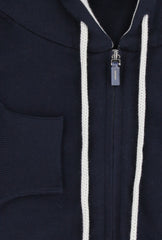 Svevo Parma Midnight Navy Blue Cotton Hooded Sweater - (SV810235) - Parent