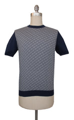 $700 Svevo Parma Navy Blue Cotton Crewneck Sweater - XL/54 - (SV425248)