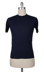 $500 Svevo Parma Dark Blue Cotton Crewneck Sweater - (SV39233) - Parent