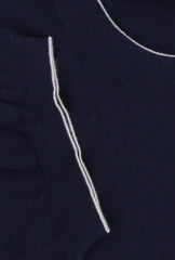 $500 Svevo Parma Navy Blue Cotton Crewneck Sweater - (SV424251) - Parent