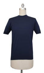 $600 Svevo Parma Dark Blue Cotton Crewneck Sweater - L/52 - (SV4252418)