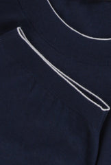 $600 Svevo Parma Dark Blue Cotton Crewneck Sweater - (SV4252418) - Parent