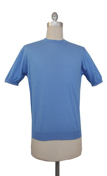 $600 Svevo Parma Light Blue Cotton Crewneck Sweater - (SV4252421) - Parent