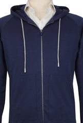 Svevo Parma Navy Blue Cotton Blend Hooded Sweater - (SV810233) - Parent
