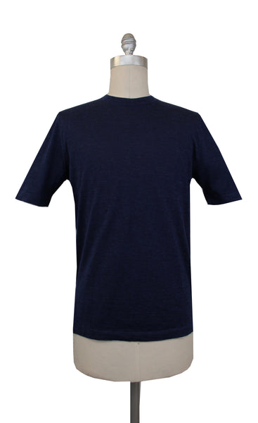 $875 Svevo Parma Dark Blue Silk Blend Crewneck Sweater - (SV4252419) - Parent