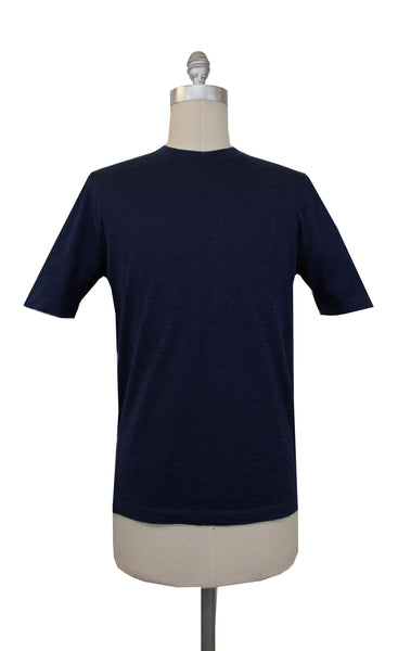 $875 Svevo Parma Dark Blue Silk Blend Crewneck Sweater - (SV4252419) - Parent