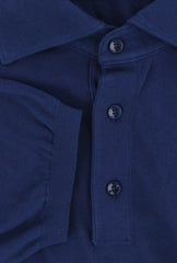 $575 Svevo Parma Navy Blue Cotton 1/4 Button Polo Sweater - (SV424256) - Parent