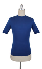 $550 Svevo Parma Blue Cotton Crewneck Sweater - L/52 - (SV424255)