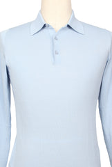 Svevo Parma Light Blue Cotton 1/4 Button Polo Sweater - (SV31620239) - Parent