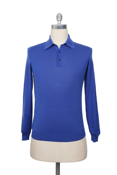 Svevo Parma Blue Cotton 1/4 Button Polo Sweater - (SV316202311) - Parent