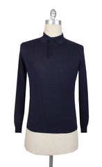 $550 Svevo Parma Dark Blue Cotton 1/4 Button Polo Sweater - S/48 - (SV4192513)