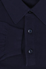 $550 Svevo Parma Dark Blue Cotton 1/4 Button Polo Sweater - (SV4192513) - Parent