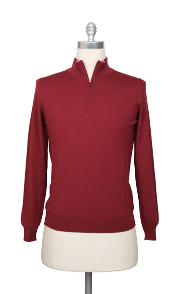 Svevo Parma Red Wool 1/4 Zip Sweater - (SV39236) - Parent