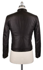 $5730 Brunello Cucinelli Dark Brown Leather Jacket - (BC314261) - Parent