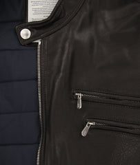 $5730 Brunello Cucinelli Dark Brown Leather Jacket - (BC314261) - Parent