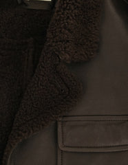 Brunello Cucinelli Dark Brown Sheepskin Leather Jacket - (NB) - Parent
