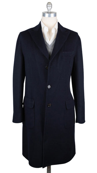 Brunello Cucinelli Navy Blue Cashmere Solid Coat - (OA) - Parent