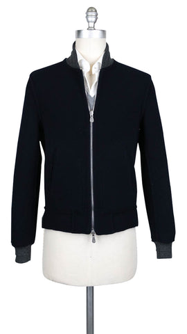 Brunello Cucinelli Navy Blue Reversible Bomber Jacket