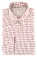 Brunello Cucinelli Burgundy Red Micro-Check Shirt  Full S/S (MGBURGC37)