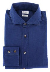 Brunello Cucinelli Blue Polka Dot Shirt - Full - S/S - (MG64828C49)