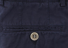$595 Brunello Cucinelli Navy Blue Solid Cotton Pants - Slim - (867) - Parent