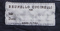 $595 Brunello Cucinelli Navy Blue Solid Cotton Pants - Slim - (867) - Parent