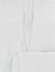 Barba Napoli White Solid Cotton Blend Pants - Extra Slim - (430) - Parent