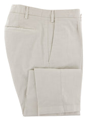 Barba Napoli Cream Solid Cotton Blend Pants - Extra Slim - (427) - Parent