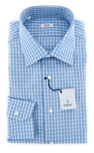 Barba Napoli Blue Plaid Shirt - Slim - 15/38 - (D2U10TSP1321)