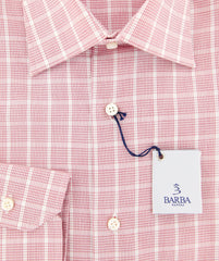Barba Napoli Red Check Shirt - Slim - (215634U10T) - Parent