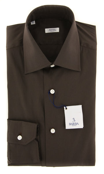 Barba Napoli Dark Brown Solid Shirt - Slim - (BN22395416) - Parent