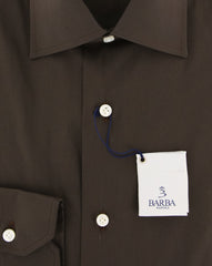 Barba Napoli Dark Brown Solid Shirt - Slim - (BN22395416) - Parent