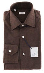 Barba Napoli Brown Solid Cotton Shirt - Slim - 15.5/39 - (851)