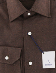 Barba Napoli Brown Solid Cotton Shirt - Slim - (851) - Parent