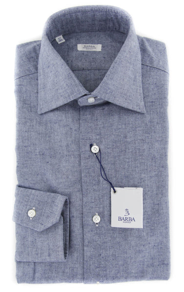Barba Napoli Blue Solid Cotton Shirt - Slim - (855) - Parent