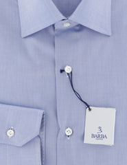 Barba Napoli Light Blue Solid Cotton Shirt - Slim - (808) - Parent