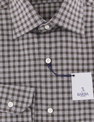 Barba Napoli Brown Plaid Cotton Shirt - Slim - (807) - Parent