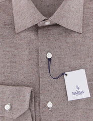 Barba Napoli Brown Solid Cotton Shirt - Slim - (814) - Parent