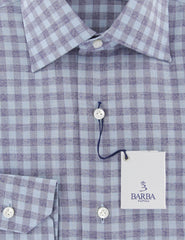 Barba Napoli Light Blue Check Cotton Shirt - Slim - (854) - Parent