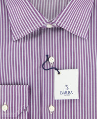 Barba Napoli Purple Striped Shirt - Slim - 14.5/37 - (D2U10T330017)