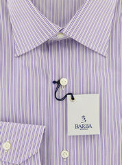 Barba Napoli Purple Striped Shirt - Slim - 15.5/39 - (D2U10T341906)
