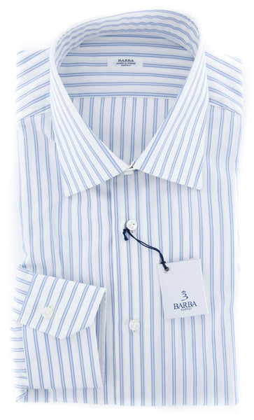 Barba Napoli Light Blue Striped Shirt - Slim - 15/38 - (D2U10T346606)