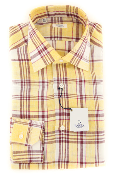 Barba Napoli Yellow Plaid Shirt - Slim - (D2U200U10T) - Parent