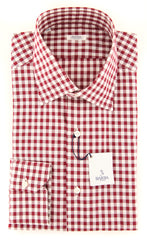 $325 Barba Napoli Red Check Shirt - Slim - (BNU01730U10T) - Parent