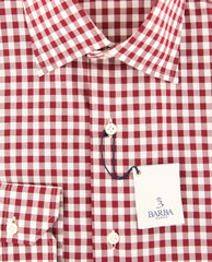 $325 Barba Napoli Red Check Shirt - Slim - (BNU01730U10T) - Parent