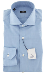 Barba Napoli Light Blue Check Shirt - Extra Slim - 15/38 - (837)