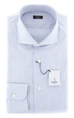 Barba Napoli Light Blue Striped Shirt - Extra Slim - 15/38 - (I1U65U13R)