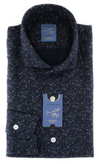 Barba Napoli Dark Blue Floral Shirt - Extra Slim - 16.5/42 - (BNLI4974U13R)